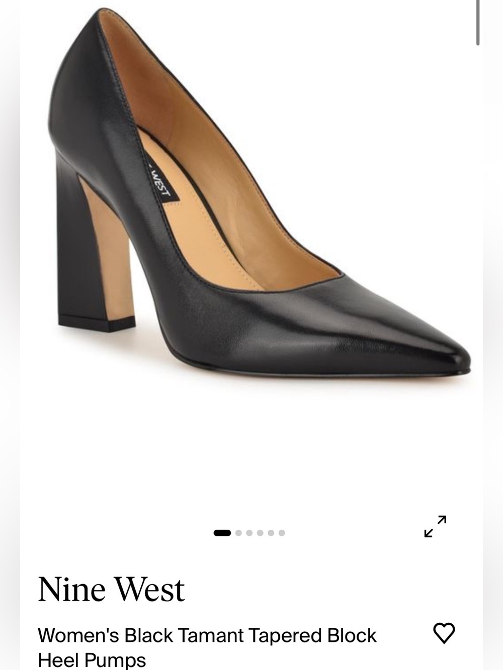 Nine West Black Pointed Block Heel Pumps